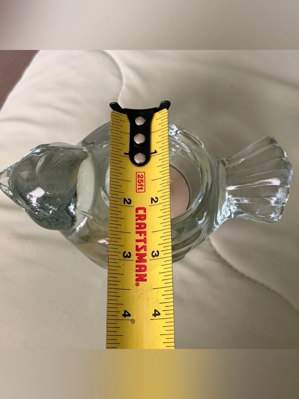 Clear Glass Bird Figurine Tealight Candle Holder